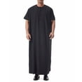 thumbnail image 2 of RXMEKW Short Sleeve Thobe with Neck Button and Pocket for Men, Casual Islamic Robe in Solid Color, 2 of 9