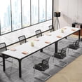 thumbnail image 1 of Tribesigns 78.74-Inch White and Black Conference Table, Large Office Meeting Seminar Desk with Metal Legs and Adjustable Foot Pads, Seats 6–8, Only Table Included, 1 of 5