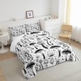 thumbnail image 4 of Luna Sol Estrellas juego de cama para Niños Niñas,Negro Blanco Plantas Botánicas Silvestres Todos, 4 of 7