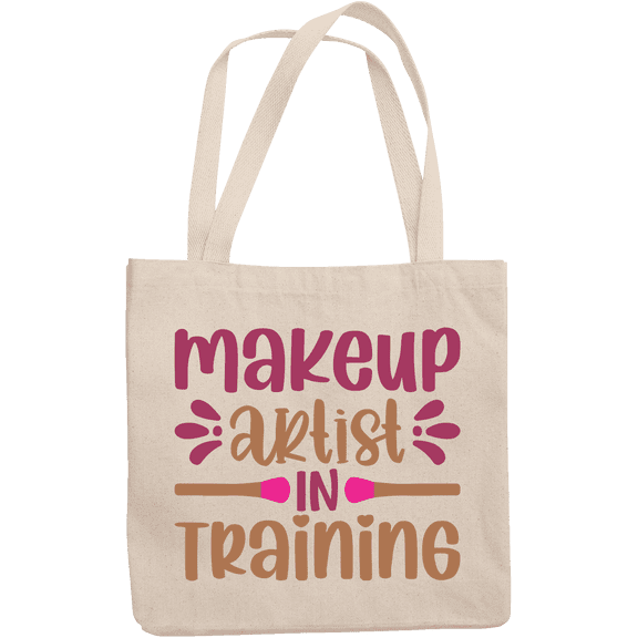 12oz Canvas Tote Bag - Makeup Artist in Training, Beautician Trainee Quote - Beauty Themed Merch for Makeup Artist or Cosmetologist, Gift for Makeup Lovers & Beauticians