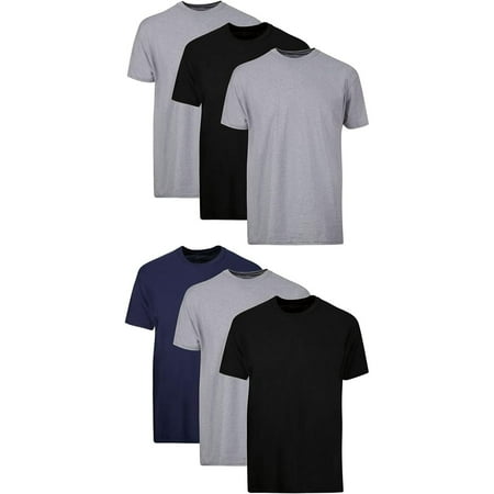 Hanes Men's Cotton, Moisture-Wicking Crew Tee Undershirts, 6 Pack