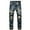 Dark Blue, variant on DDAPJ pyju Men Ripped Jeans Vintage Distressed Faded Jean Pants Slim Fit Straight Leg Stretch Denim Pants with Patches Hip Hop Streetwear Destroyed Jeans on Clearance Blue L