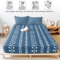 thumbnail image 5 of King Size Fitted Sheet Set - Blue Striped 3 Piece Bedding Sets 16" Deep Pocket Fitted Sheet with 2 Pillowcases, Modern Minimalist Lines Pattern Blue Brushed Microfiber Hotel Luxury Bed Sheets, 5 of 9