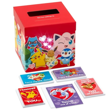 Hallmark Pokémon Kids Classroom Valentines Set With Cards and Light-Up Mailbox With Sound (Full of Adventure),