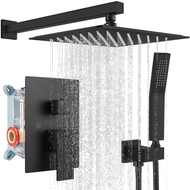 Sistema de ducha gotonovo Rainrain Shower de 25 cm, color negro mate