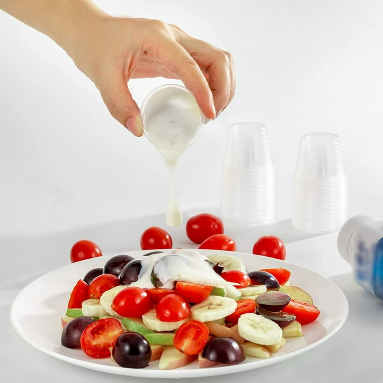 Clear Plastic Chutney Cups Lids Sauce Pots Deli Dessert Condiment Reusable