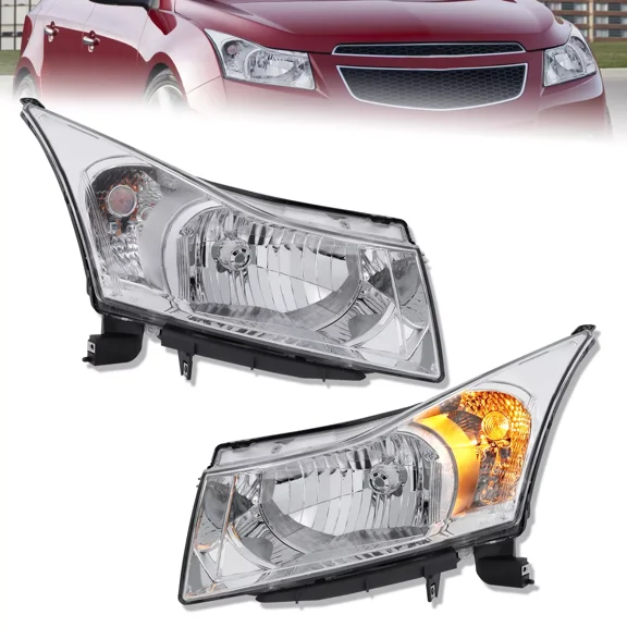 MOSTPLUS Pair Chrome Headlights for 2011-2015 Chevy Cruze Sedan 2016 Limited Front Lamps
