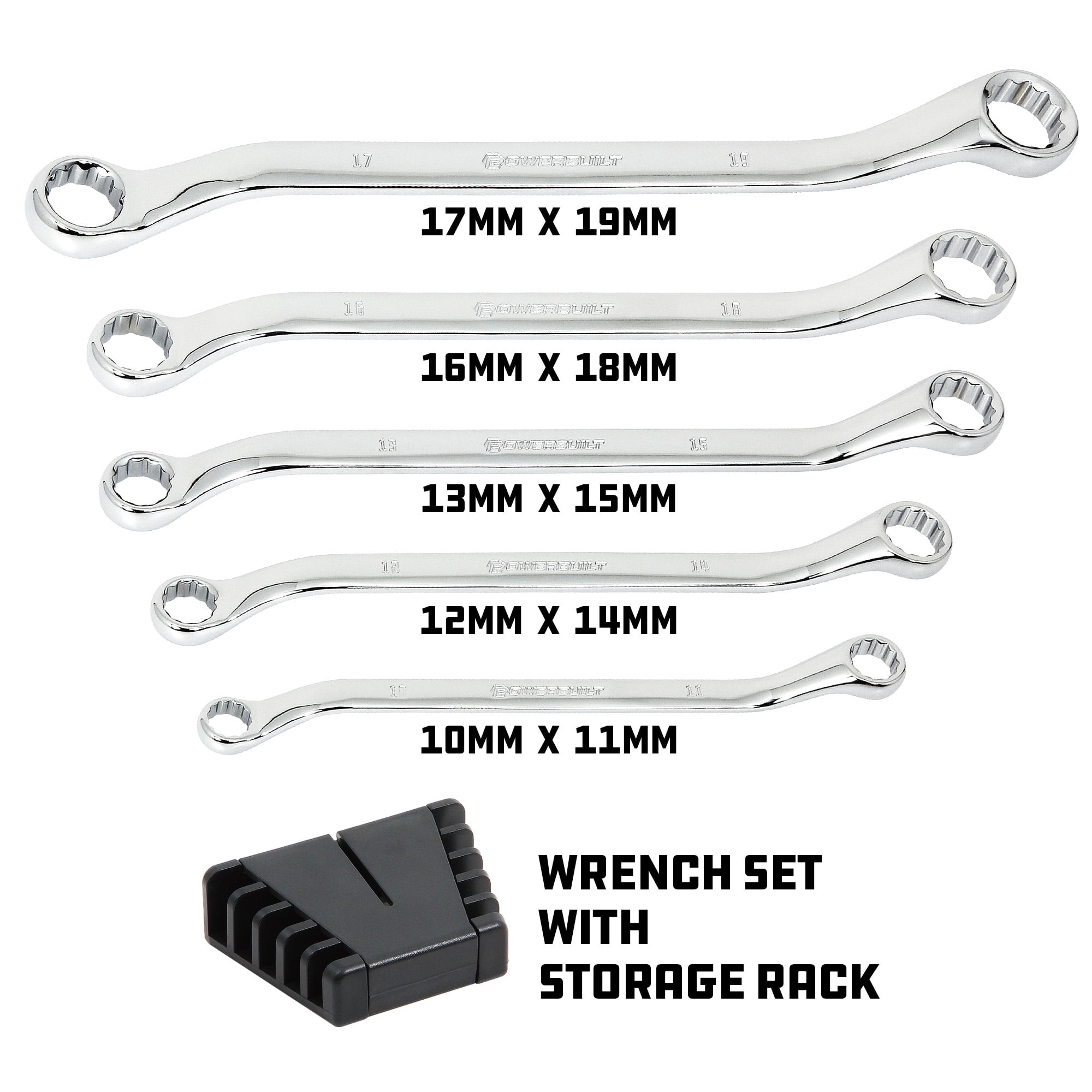 Powerbuilt 5 Piece Metric Offset Double Box-End Wrench Set - 644053