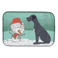 thumbnail image 1 of Alfombrilla para secar platos navideña con muñeco de nieve y gran danés negro, 1 of 4