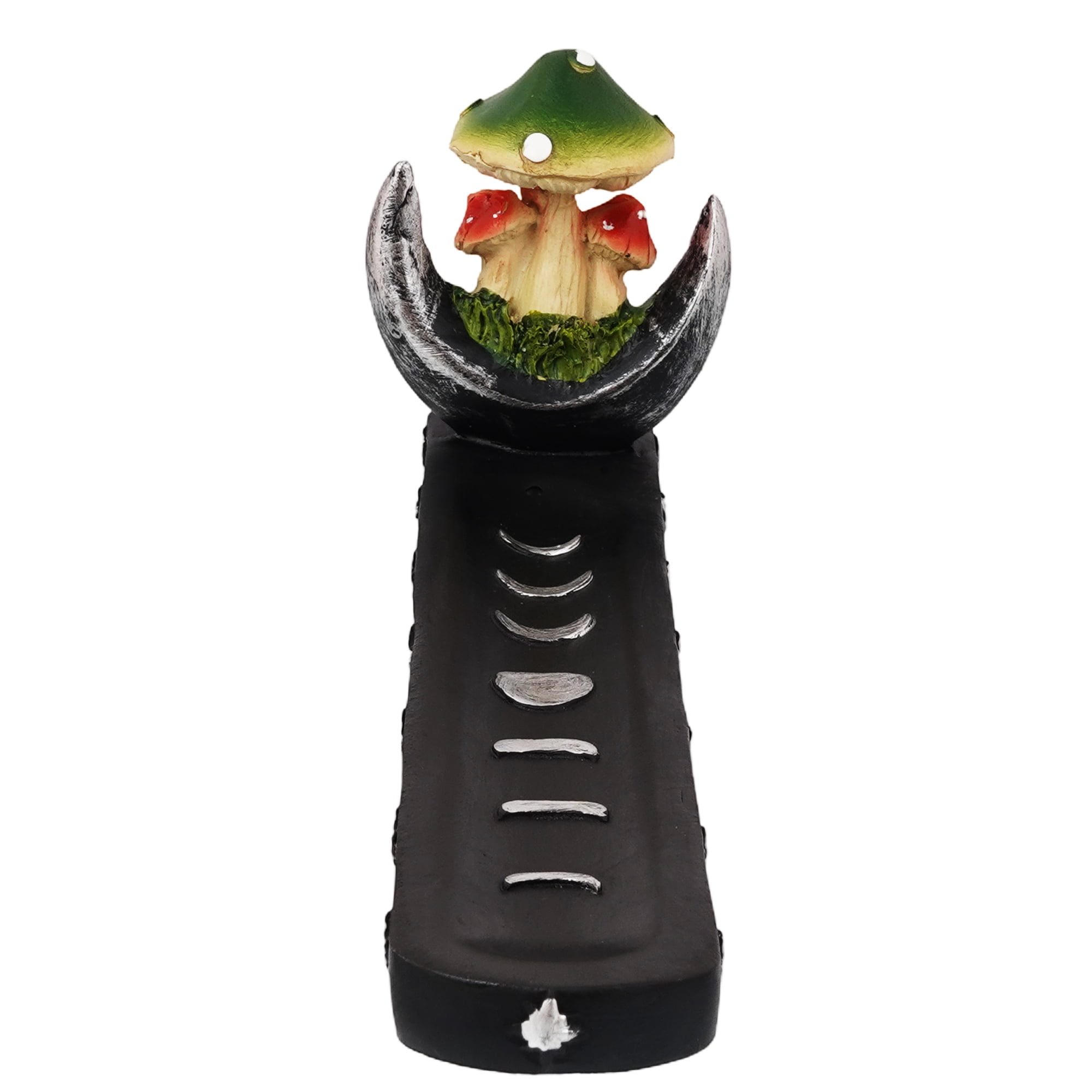 Mushroom on Moon Incense Burner – Hand-Painted Cold Cast Resin Holder for Stick or Cone Incense | Mystical Home, Desk, or Meditation Décor