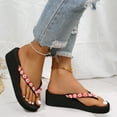thumbnail image 4 of Flower Rhinestones Flip Flop Sandals for Women 2025 Summer Beach Platform Wedge High Heel Dressy Slides, 4 of 10