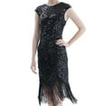 thumbnail image 4 of JBXKXYW Dresses for Women 2024 Women Tassel Prom Dresses Beaded Sequin Art Nouveau Deco Flapper Dress Womens Dresses (Black,XXL), 4 of 5