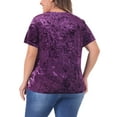 thumbnail image 3 of Agnes Orinda Women's Plus Size St. Patrick's Day Tops Crew Neck Short Sleeve Tee Tops Velvet T-Shirt 1X Purple, 3 of 5