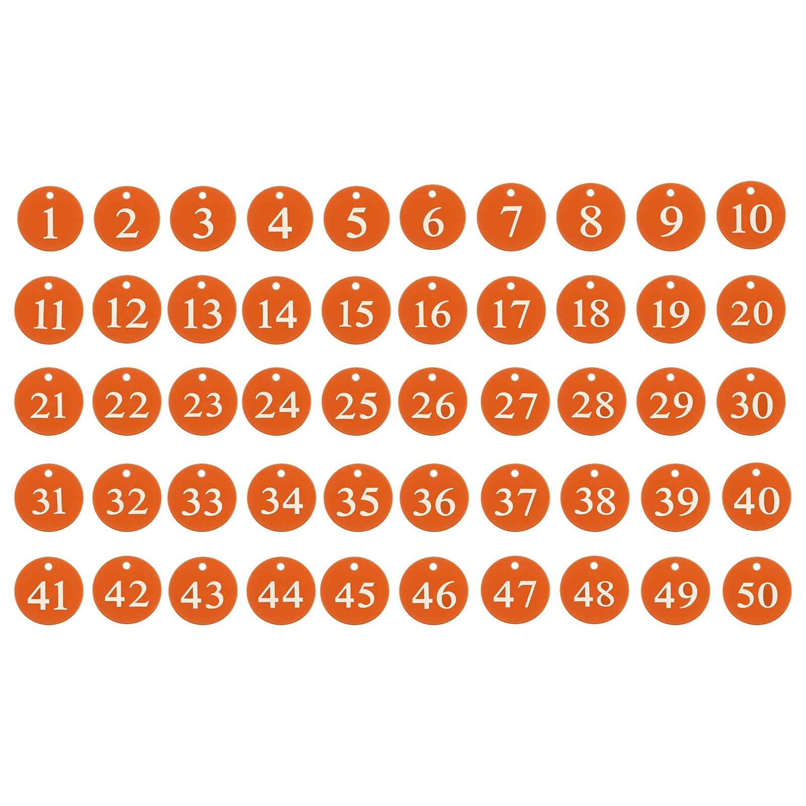 50PCS Number Tags 1-50, Number Key Tags Aluminum Numbered Tags Metal Key Tags Keychain with Key Rings for Organizer Field Sales Hangers Clothes Labels ID Tag, Orange