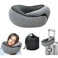 thumbnail image 1 of Almohada de viaje WEERSHUN Neck Plus de espuma viscoelástica gris, 1 of 7