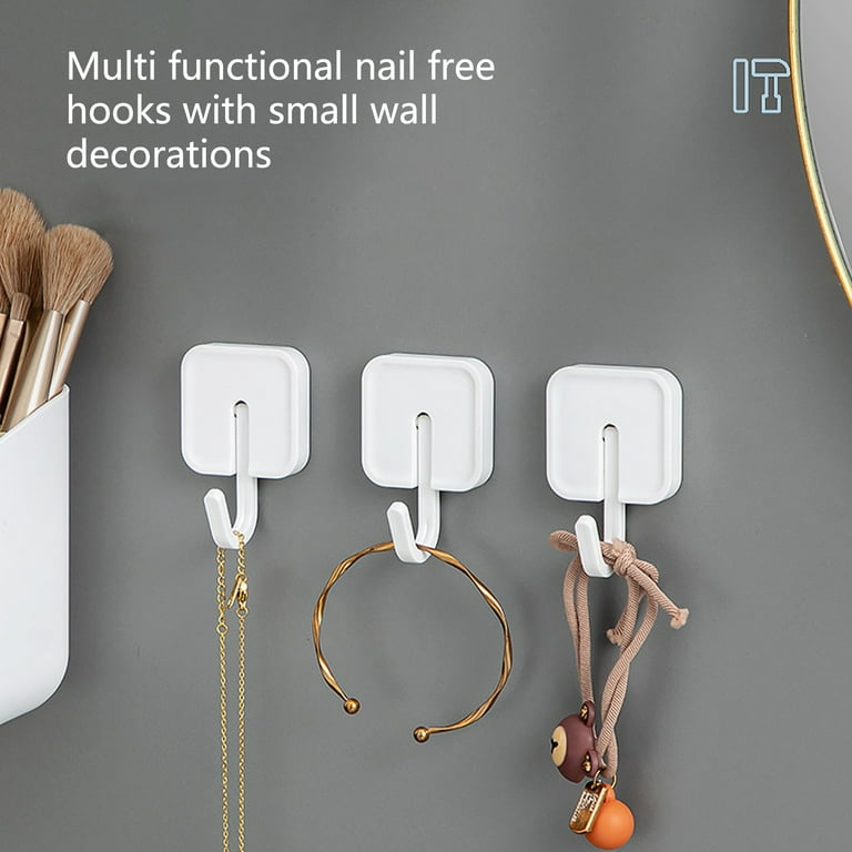 BCZHQQ Adhesive Hooks Adhesive Wall Hooks Temporary Walls for Home No Drill Hooks for Hanging Hooks for Hanging Heavy Duty Removable Wall