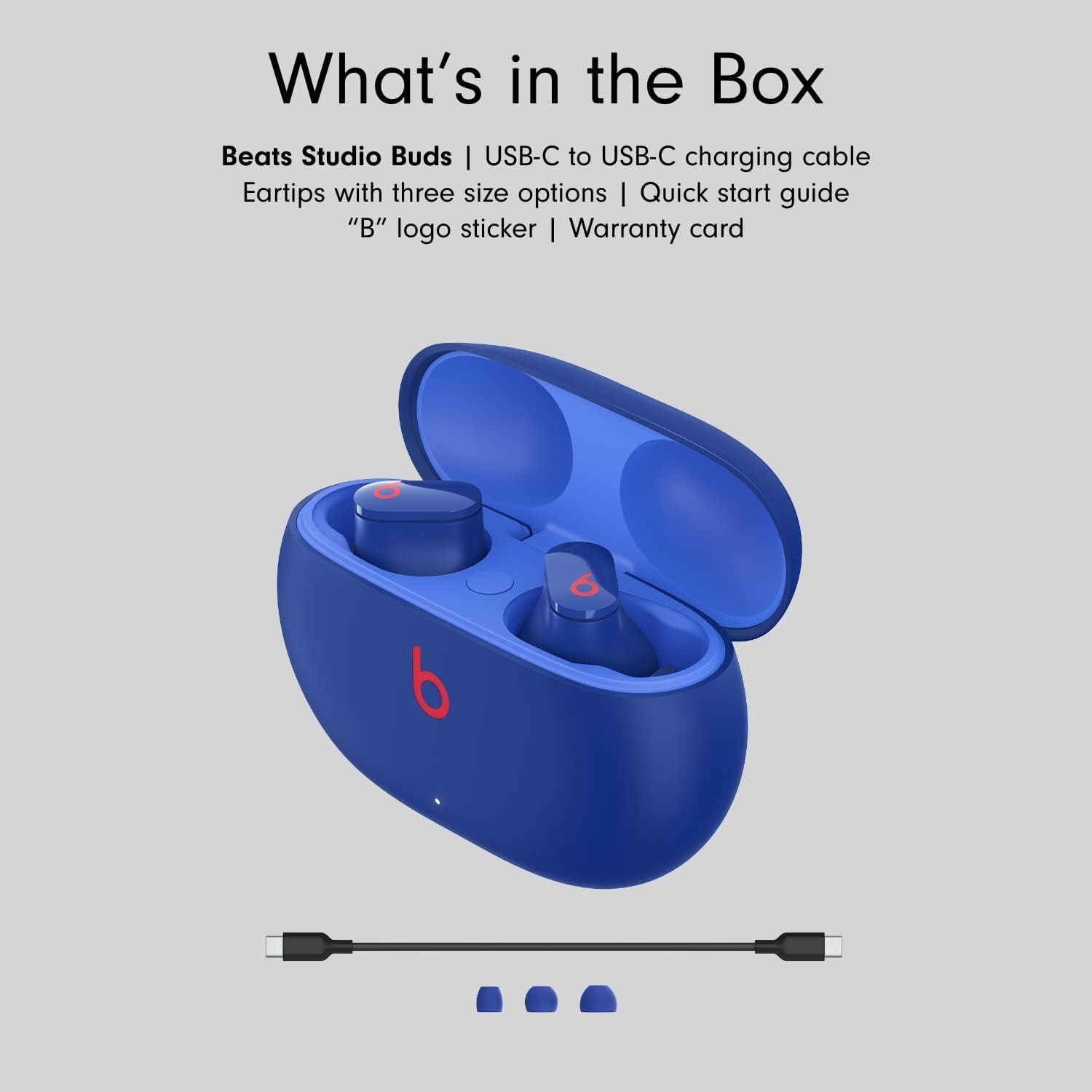 Beats Studio Buds Noise Canceling True Wireless In-Ear Headphones (Blue) with Accessories