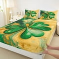 thumbnail image 3 of jejeloiu Four Leaf Clover Bed Sheets,Happy St Patricks Day King Sheets,Modern Fulid Art Sheet Set For Kids,Breathable Home Decor,4-Piece, 3 of 7