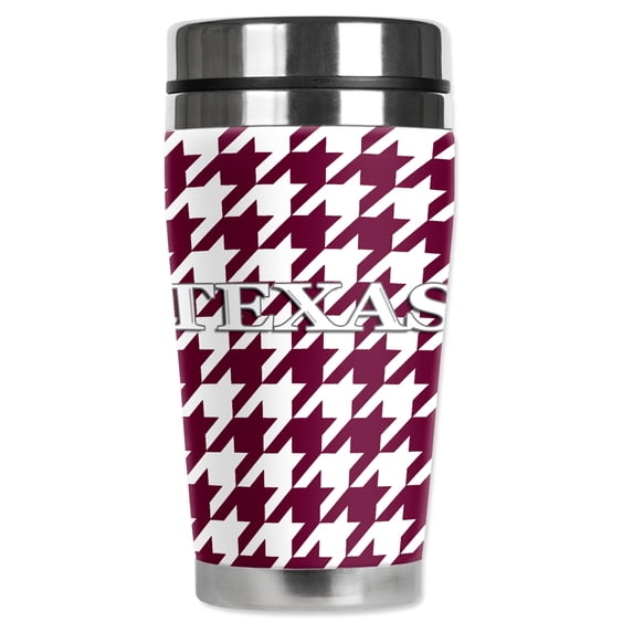 Mugzie brand 20-Ounce "MAX" Stainless Steel Travel Mug with Insulated Wetsuit Cover - Colors of A&M Houndstooth