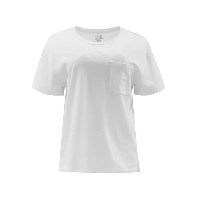 Time and Tru Women's Boyfriend Short Sleeve Pocket Tee, 2 Time and Tru Women's Boyfriend Short Sleeve Pocket Tee, 2