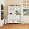 thumbnail image 3 of Kitchen Pantry Cabinet, Tall Storage Cabinet with Glass Doors & Adjustable Shelves, for Kitchen, Living Room, Dinning Room, White, 3 of 9