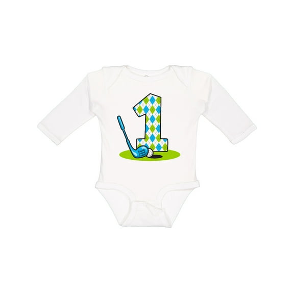 Inktastic Argyle Golf 1st Birthday Boys Long Sleeve Baby Bodysuit