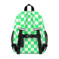 thumbnail image 3 of Green and White Checkered Pattern Backpack for School, Cute School Bag with Adjustable Shoulder Straps and Padded Back, 15"x11.42"x5.5", 3 of 5