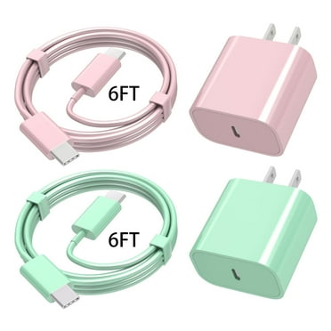 Charger for iPhone 16 15, 20W USB C Wall Charger, Type C Charger Block 2 Pack with 2 Pack 6FT Cable for iPhone 16/15/15 Plus/15 Pro/15 Pro Max/iPad Pro/Mini/Air/Air4/AirPods/Samsung