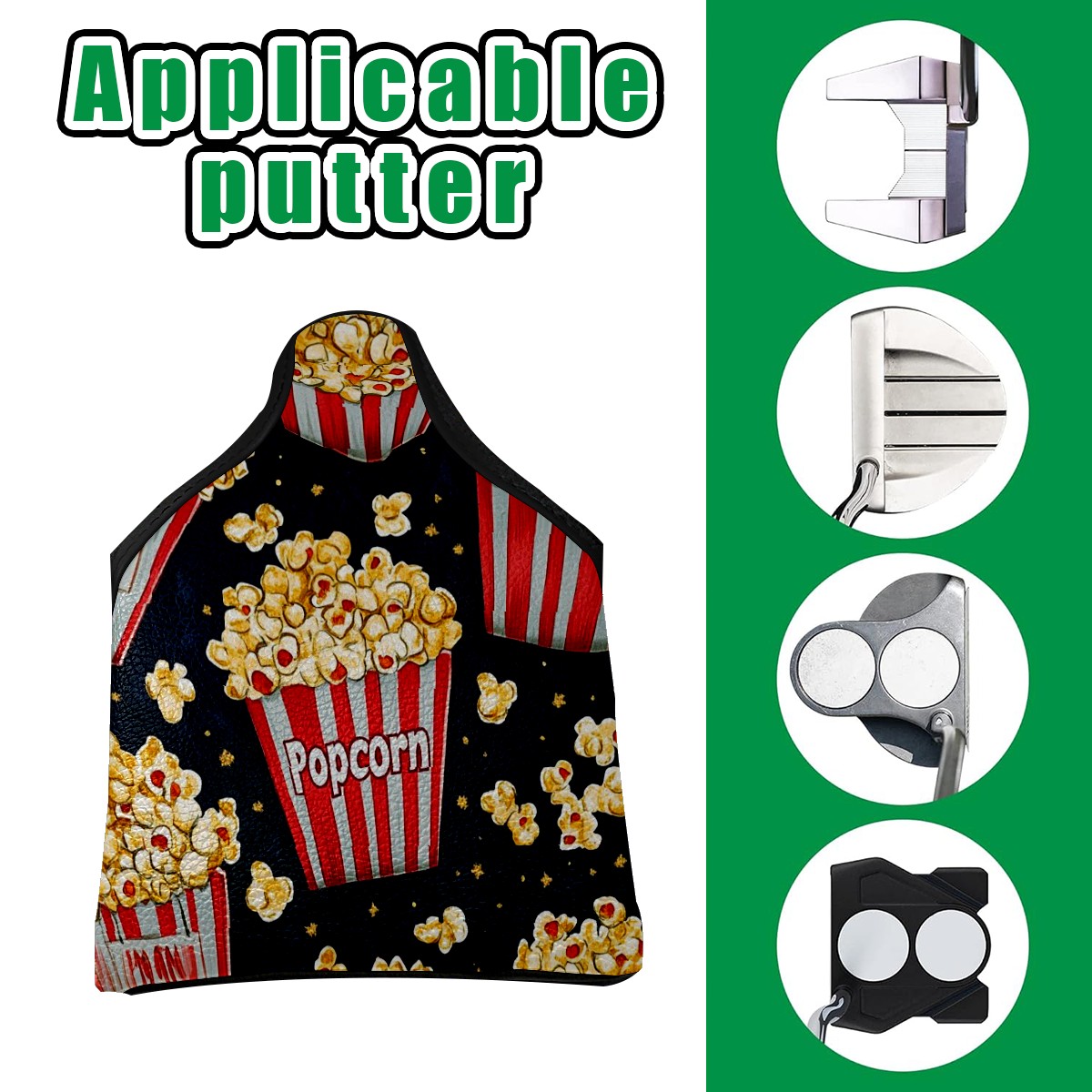 Golf Mallet Putter Cover Premium Leather Golf Putter Head Cover with Magnetic Closure, Golf Cover for Men and Women Popcorn Pattern