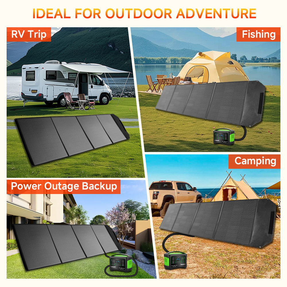 EFFORTWAY 400W Portable Solar Panel Foldable Solar Panel Charger with Adjustable Kickstands Waterproof IP67 for Camping, Home, RV, Boat, Outdoor, Power Station, off Grid System