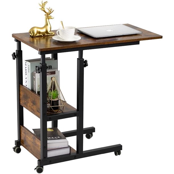 YIGOU C Shaped Side Table Adjustable, Height Adjustable C Table with