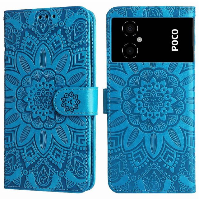 Funda tipo cartera GANGXUN para Xiaomi Poco M4 5G , diseño girasol, cuero PU, soporte, cierre magnético, tarjetero