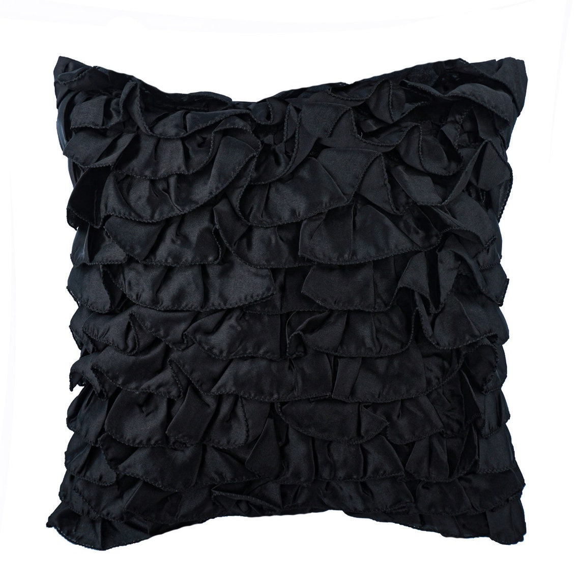 The HomeCentric Pillow Covers Black Pillow Cover Vintage Style Ruffles Shabby Chic Pillow Case Pack of 2 20x20 inch (50x50 cm) Throw Pillow Cover Solid Pillow Halloween Decorations - Vintage Black