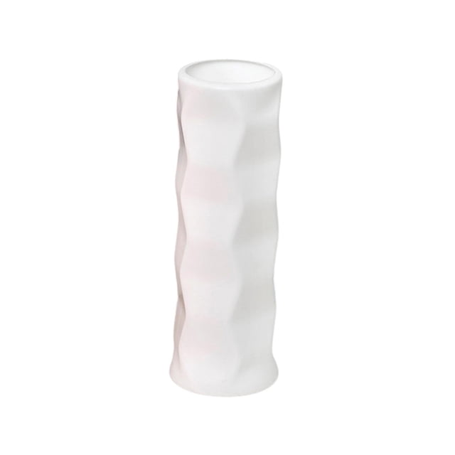 White Plastic Vase Dry And Wet Flower Arrangement Container Decorative Wavy Design Flowerpot For Home Office Hotel Decor Modern Simple Shatterproof 7.87X2.76X12.76 Inches White