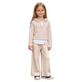 thumbnail image 3 of Girls Comfortable And Warm Simple Long Sleeved Hoodie Solid Color Pants Casual Two Piece Set 4-5 Years Khaki, 3 of 9
