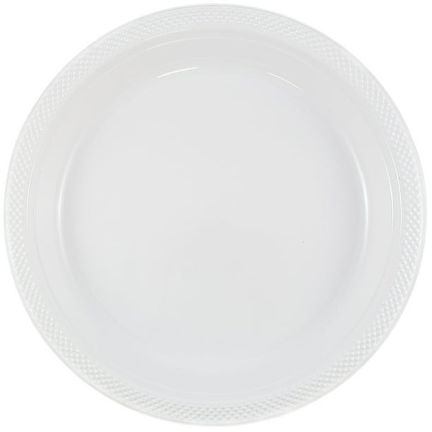 JAM Round Plastic Party Plates, Medium, 9 inch, White, 20/Pack ...