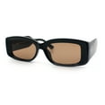 thumbnail image 4 of Womens Mod Rectangle Thick Beveled Plastic Minimal Fashion Sunglasses Black - Brown, 4 of 8