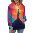 thumbnail image 4 of Astronaut's Cosmic Odyssey-1 Men's Women Vintage 3D Hooded Sweatshirt - All-Season Loose Fit Streetwear, 4 of 6