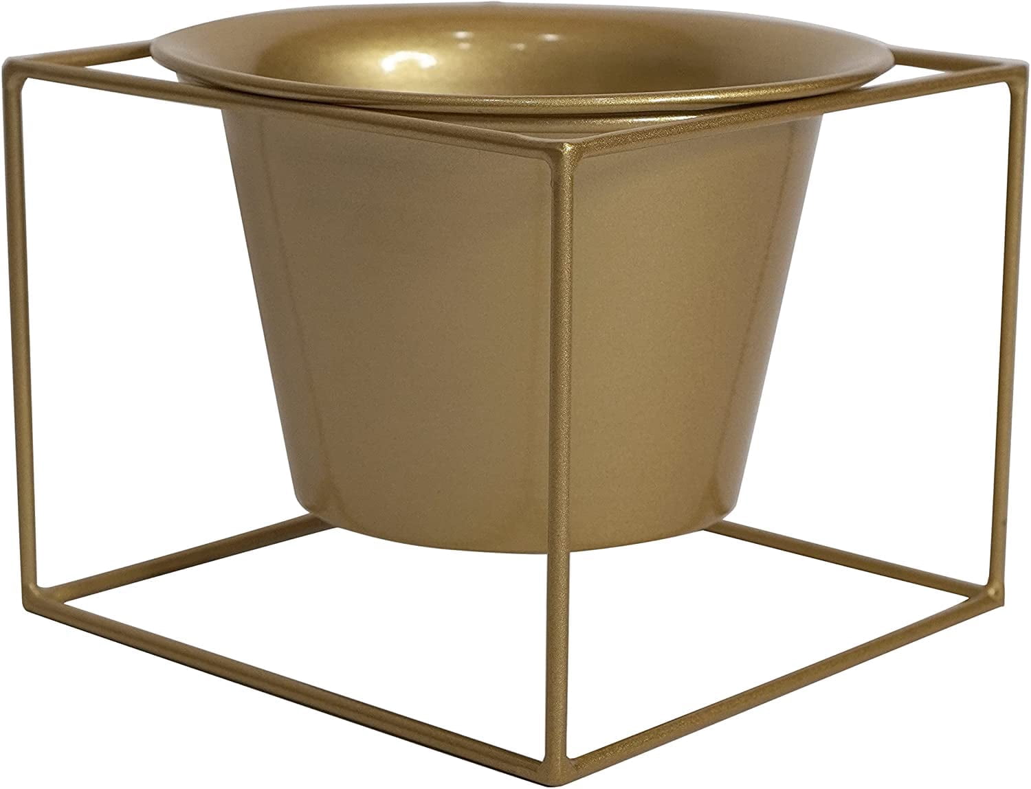 Metal Square 6" Home Garden Flower Plant Holder Removable Pot Stand, Gold 2 Pack
