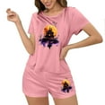 thumbnail image 7 of FDGIU Women's Halloween Pajama Set 2025 - Spooky Graphic Print 2-Piece Lounge Wear, Cute Short Sleeve Top & Elastic Waist Shorts, Soft Lightweight Sleepwear, 7 of 7