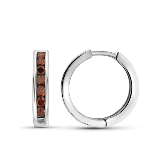 JewelersClub Red Diamond Earrings Women – 1-Carat Red Diamonds Sterling Silver Hoop Earrings Small – Hypoallergenic Hoop Earrings – Small Hoop Earrings Diamond Hoops – Red Hoop Earrings for Women