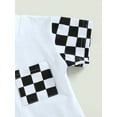 thumbnail image 6 of Cenuakty Toddler Baby Boy Summer Clothes Suits Plaid Patchwork Short Sleeve Crew Neck T-Shirts Tops Elastic Waist Shorts 2Pcs Set, 6 of 9