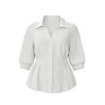 thumbnail image 7 of Timegard 3/4 Length Sleeve Womens Tops Lapel V Neck Dressy Casual Tops Tunic Tops Ruched Button down Shirts Tops(White,XL), 7 of 7