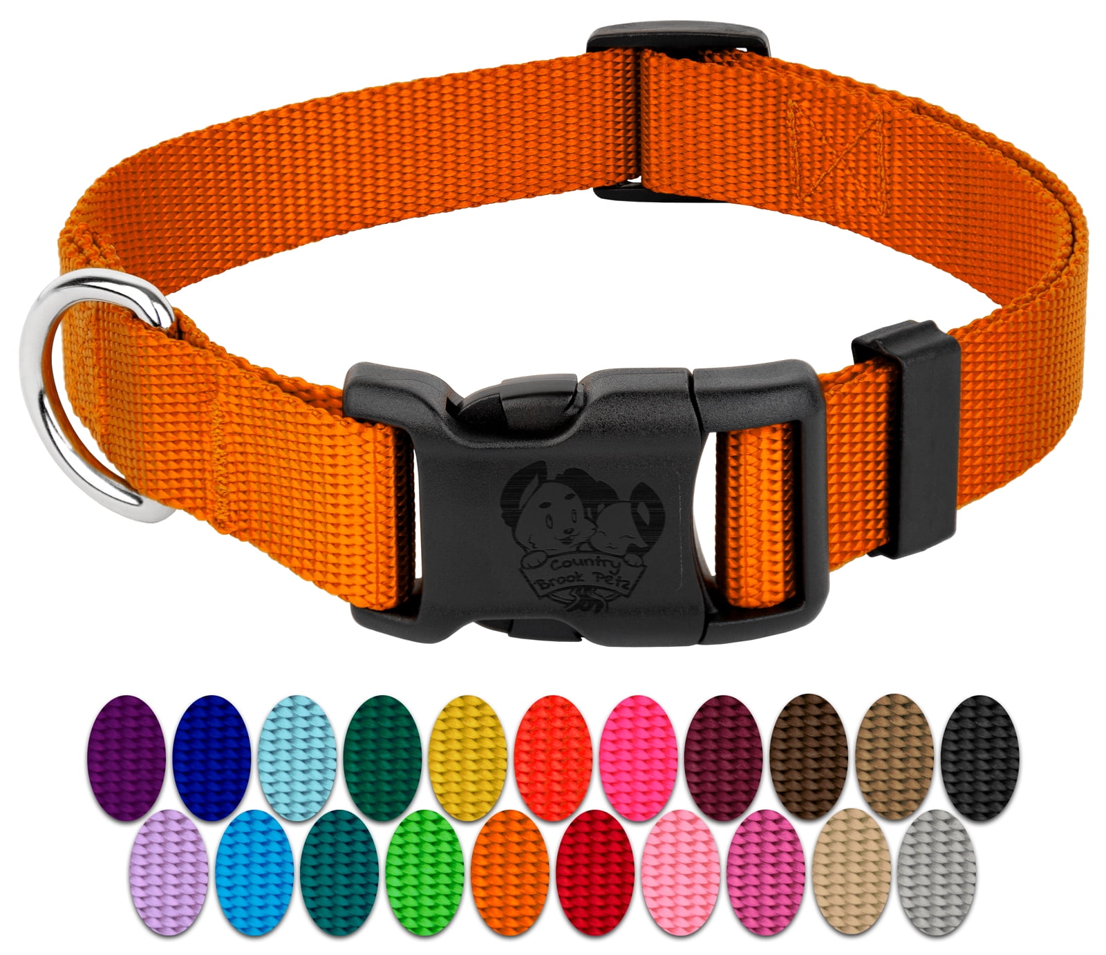 Country Brook Petz® American Made Deluxe Orange Nylon Dog Collar, Large