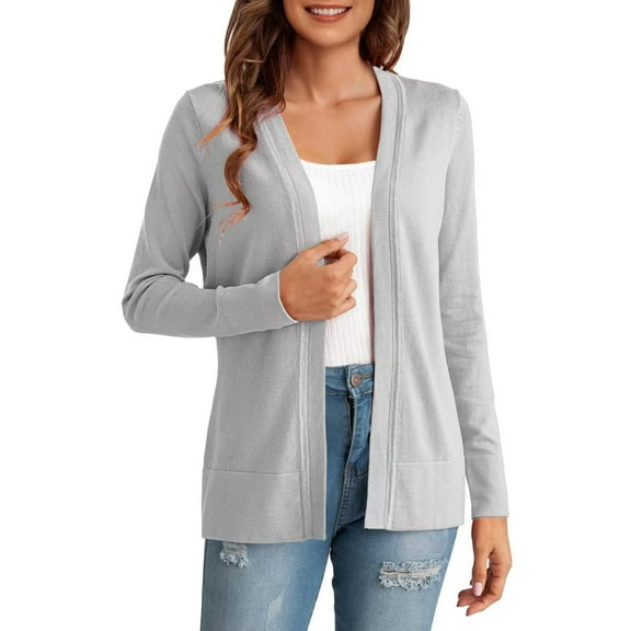 Admvng Cardigan Sweaters for Women Open Front Cardigan Fitted Jacket Casual Office Cropped Blazers S-2XL