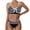 Black, variant on Women's Stripe Print Bikini Set, V Neck Bow Detail Top & High Waist Bottom Bathing Suit, Two Piece Swimsuit Set