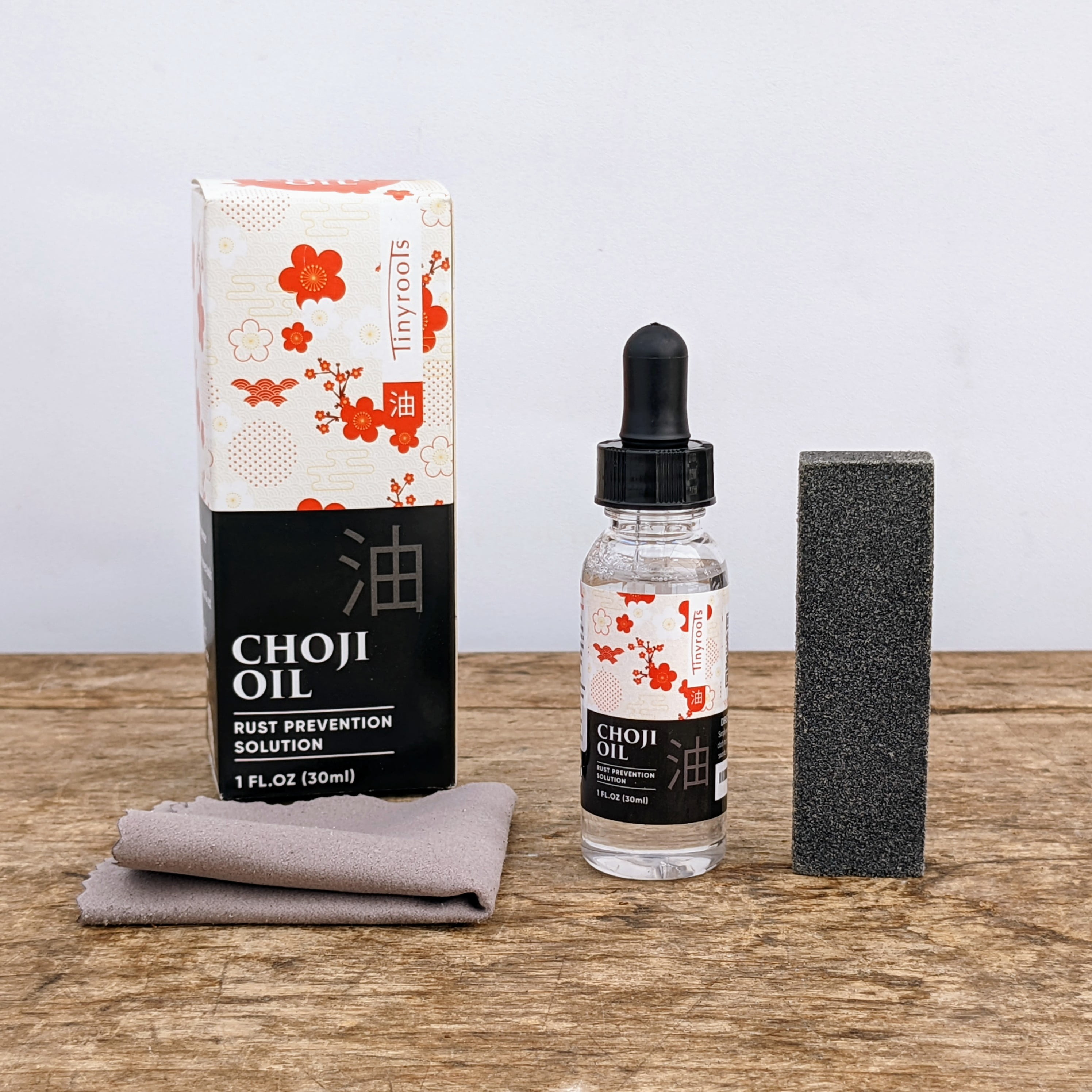 Tinyroots Choji and Honing Oil Kit with Rust Eraser & Microfiber