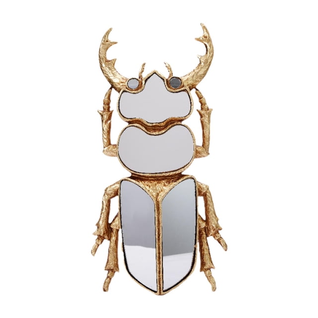 Espejo de escarabajo para decoración de pared, obra de arte de animales, escultura de espejo de escarabajo, resina dorada 6 Espejos