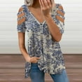 thumbnail image 2 of Oile De Jouy Womens Summer V Neck Zipper Top Short Sleeve T Shirt Off Shoulder Top Casual Classy Loose Shirts, 2 of 7