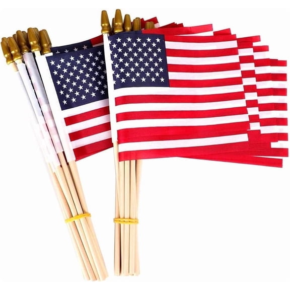 TETOU 15 Pack Small American Flags on Stick,4x6 Inch Small US Flags/Mini American Flags for Outside,American Hand Held Stick Flags for 4th of July Memorial day Patriotic Veterans Decoration